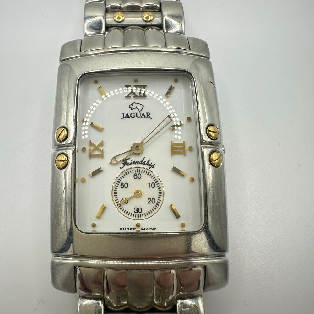 Jaguar J-282 Friendship silver gold plated white dial tank style quartz watch